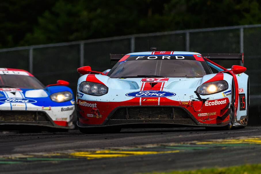 The Nos. 67 and 66 Ford GTs were fifth and sixth Sunday at Virginia International Raceway. The Nos. 67 and 66 Ford GTs were fifth and sixth Sunday at Virginia International Raceway.